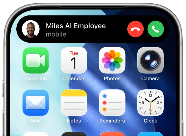 Miles AI Employee incoming call on iPhone