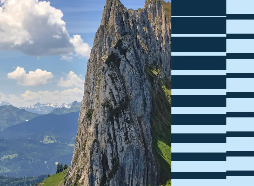 Mountain landscape with Autonomous Sales Summit graphic