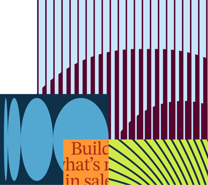 Abstract Autonomous Sales Summit artwork in blue, orange, and lime