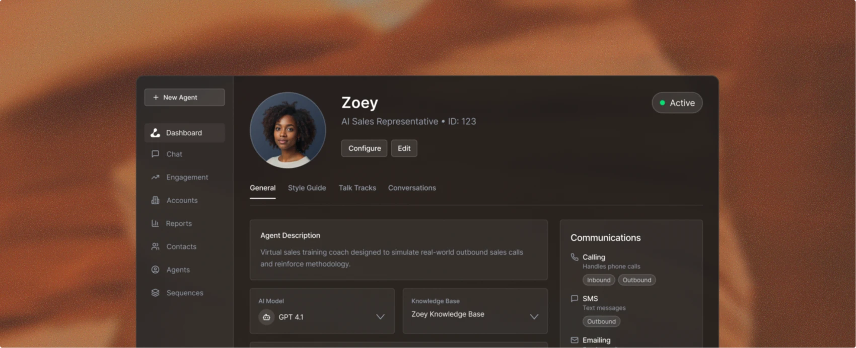 Zoey, a Cloud Employee, configured inside the Atonom dashboard